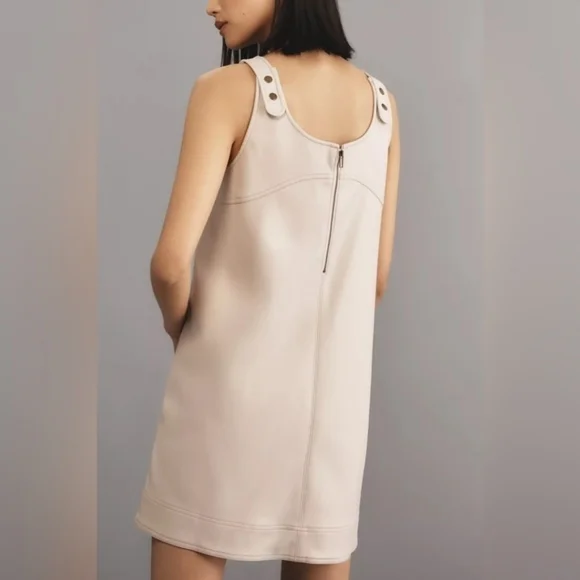 💘 Anthro Pilcro Faux-Leather Scoop-Neck Shift Mini Dress - Picture 4 of 9